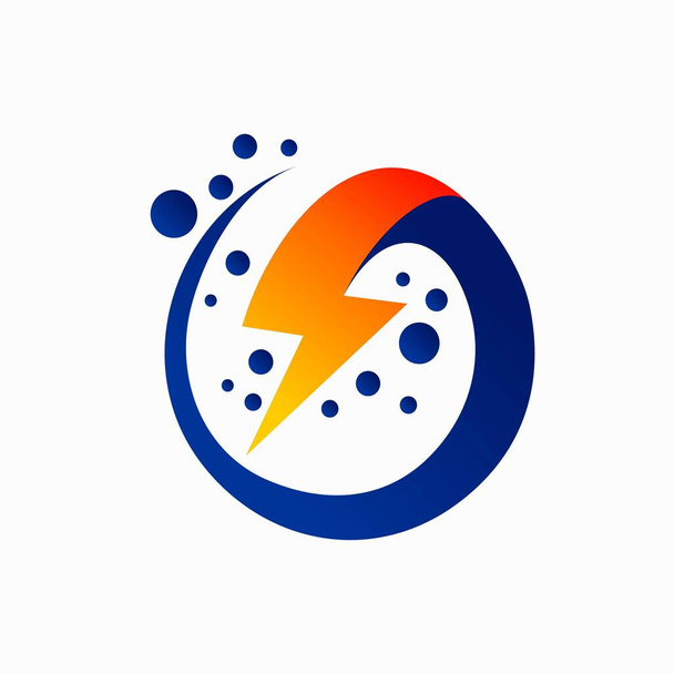 The concept of lightning and water logo - Vector, Image