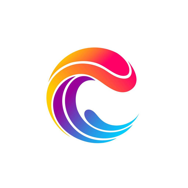 Lettre C qui forme des ondes colorées - Vecteur, image