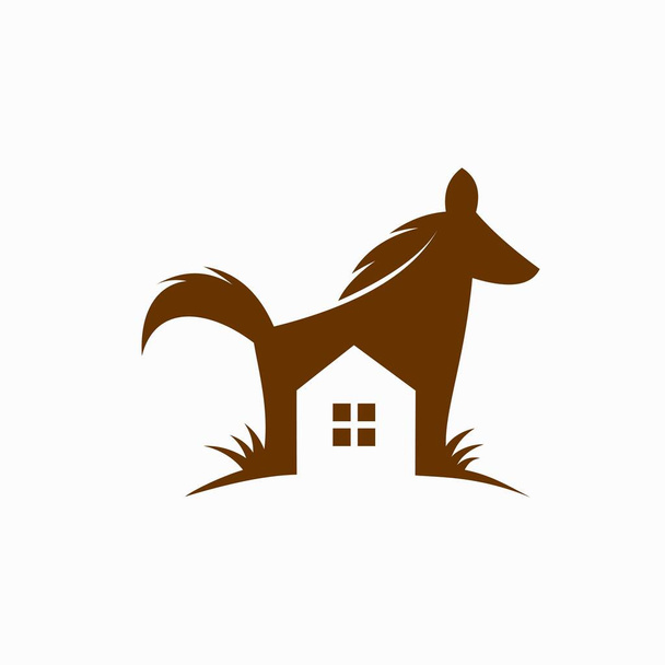 Λογότυπο άλογο συνοδεύεται σπίτι σιλουέτα - Διάνυσμα, εικόνα
