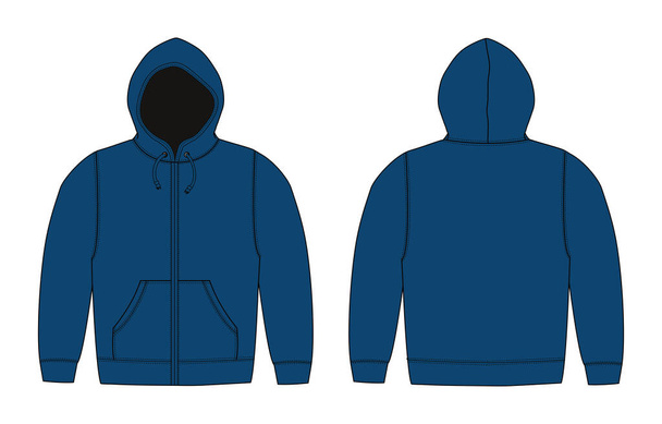 Illustration of hoodie (hooded sweatshirt / front zipper)  - Vector, Image