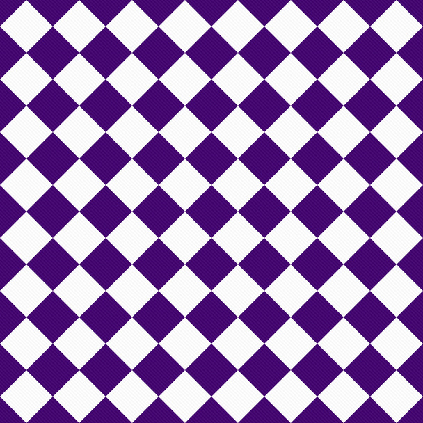 dunkelviolette und weiße diagonale Karos auf texturiertem Stoffrücken - Foto, Bild