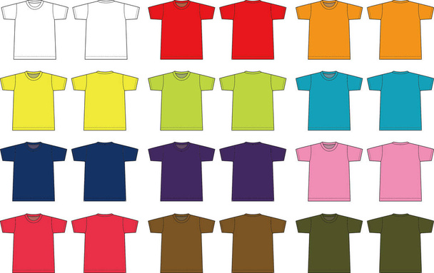 Иллюстрация футболок с коротким рукавом (цветовые вариации
) - Вектор,изображение
