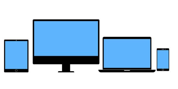 コンピュータと電話のタブレットのアイコン。技術装置のベクトル図。ストックフォトスマートガジェット. - ベクター画像