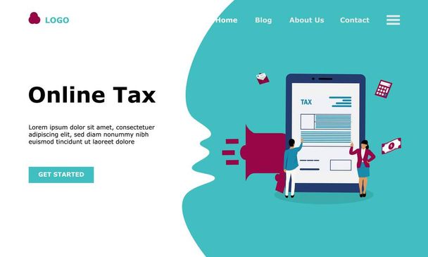 Online Tax Payment Vector Illustration Concept, Alkalmas webes kezdőlap, ui, mobil alkalmazás, szerkesztői tervezés, szórólap, banner, és egyéb kapcsolódó alkalmakkor - Vektor, kép