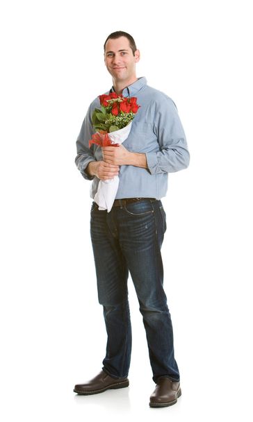 Valentine: Man Holding Valentine Bouquet - Foto, afbeelding