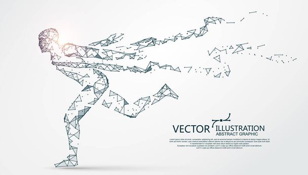 Runners arriving at the finish,point and line composition, vector illustration. - Vector, Image