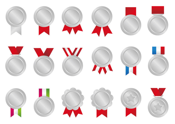 Silver medal icon illustration set - Vector, Image