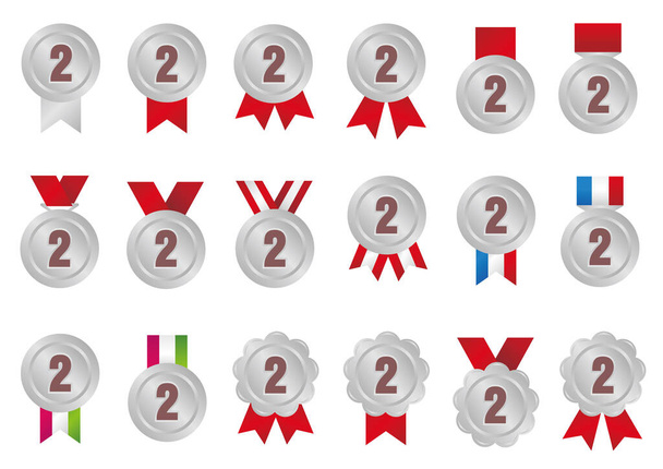 Ranking medal icon illustration. 2nd place (silver) - Vector, Image