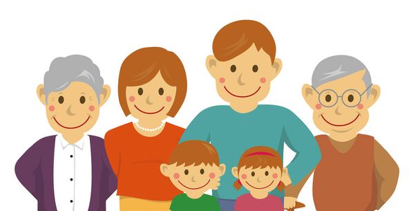 Ευτυχής εικονογράφηση φορέα οικογένεια / με παππούδες (άνω μέρος του σώματος) - Διάνυσμα, εικόνα