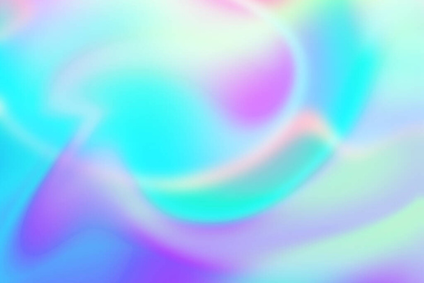 Fond abstrait holographique en pastel.Texture réelle holographique aux couleurs bleu-rose-vert avec rayures et irrégularités. Feuille ridée de couleur holographique. Feuille arc-en-ciel holographique fond abstrait
. - Photo, image