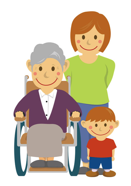 Illustration vectorielle familiale / soins aux aînés - Vecteur, image