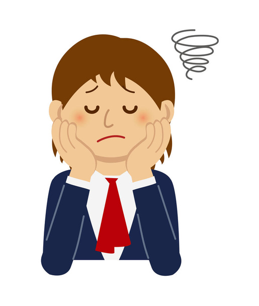 thinking / troubled / suffering woman illustration - Vector, Image