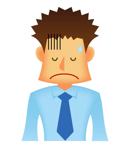 Asian business person vector flat illustration (upper body) / depressed man - Vector, Image