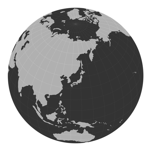 világtérkép illusztráció (gömb / gömb). összpontosítson Japánra és Kelet-Ázsiára. - Vektor, kép
