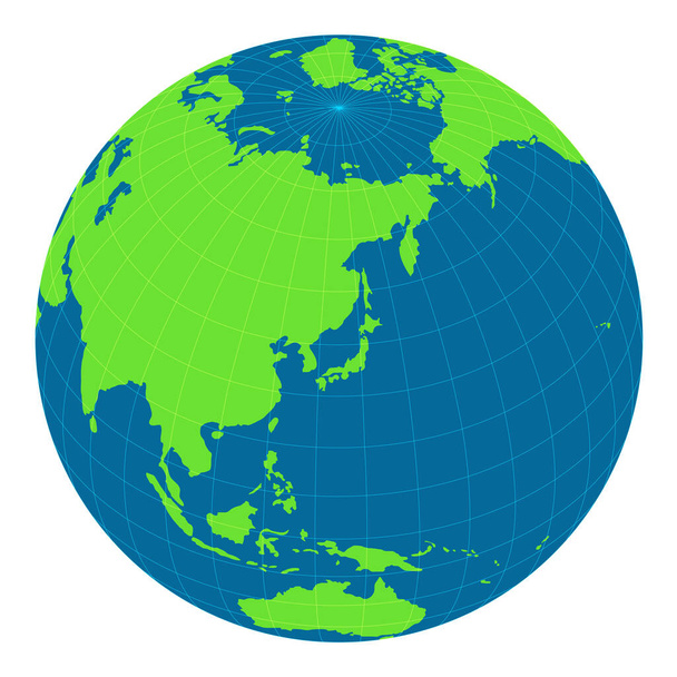 illustrazione mappa del mondo (globo / sfera). concentrarsi sul Giappone e l'Asia orientale. - Vettoriali, immagini