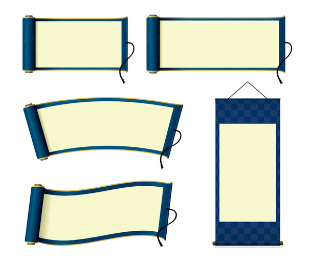 Japanese scroll paper / hanging scroll illustration set - Vector, Image