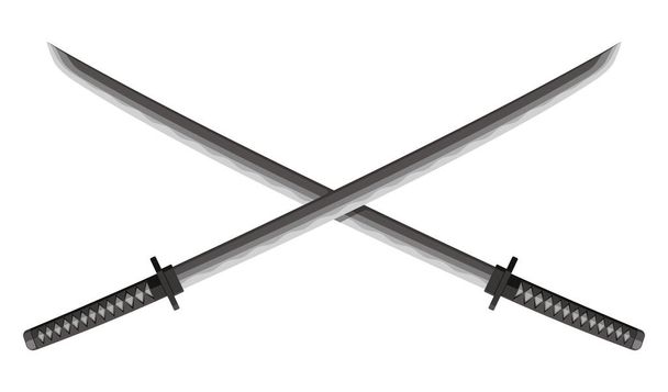 Gekruiste Katanas (Japanse zwaarden) illustratie. Samurai 's wapen. - Vector, afbeelding