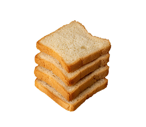 Шматочки тостового хліба. Ізольовані на білому тлі
. - Фото, зображення