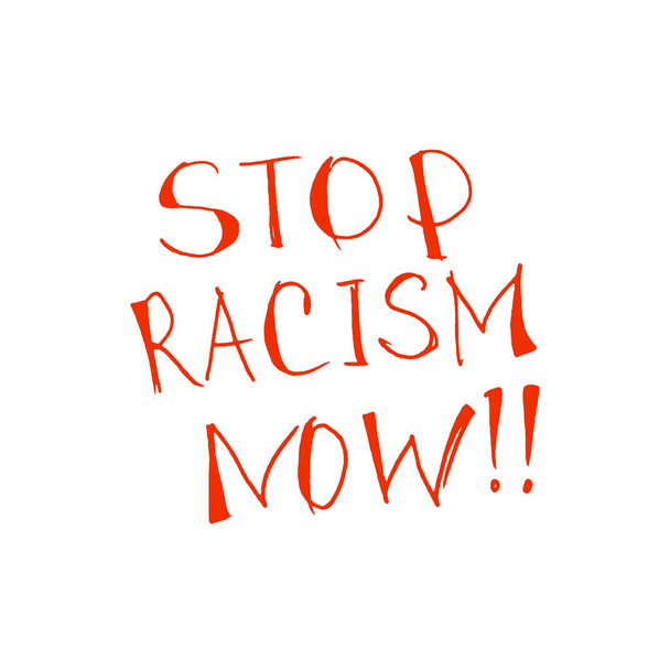Stop rasizmowi - liternictwo doodręcznie napisane na temat antyrasizmu, protestując przeciwko nierówności rasowej i rewolucyjnemu projektowi. Na ulotki, naklejki, plakaty. - Zdjęcie, obraz