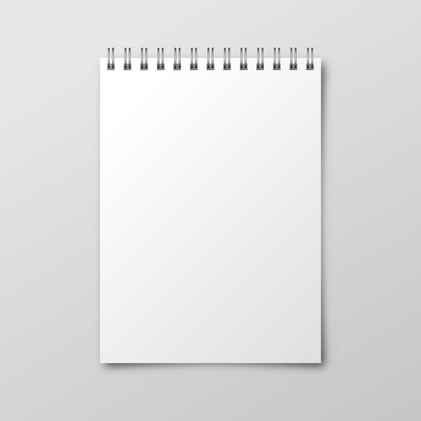 Notebook with shadow. Mockup of paper notebook. Template of notebook isolated. Vector illustration. - Вектор,изображение