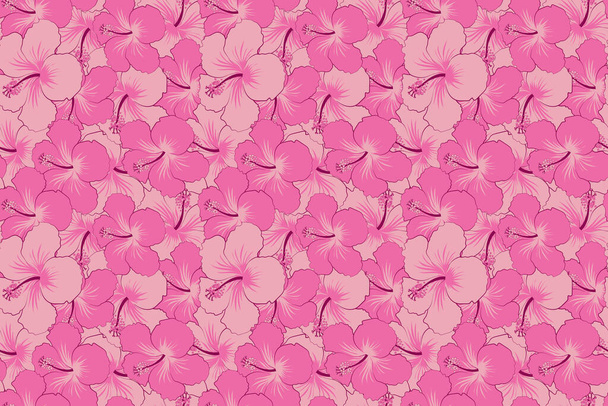 Piękne kwiaty hibiskusa akwarela, jasny obraz inspirowany kwiatowym nadrukiem. Płynny wzór w różowych kolorach. - Zdjęcie, obraz