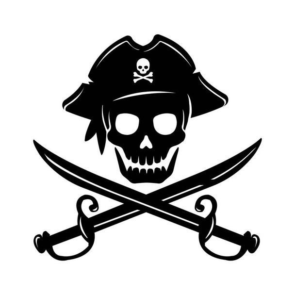 Skull emblem illustration with crossed sabers. - Vector, Image