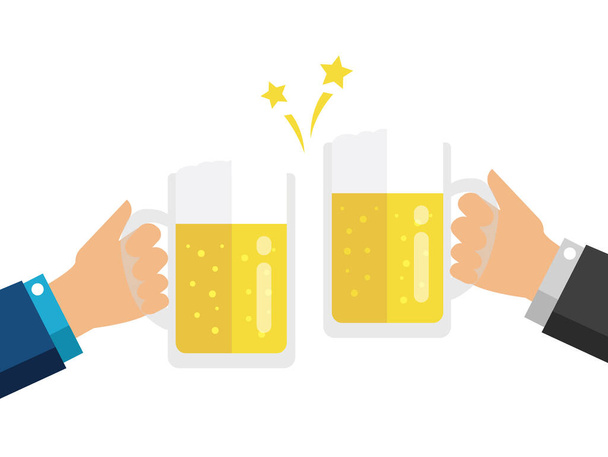 Zdrówko / toast z piwem / płaski wektor ilustracji - Wektor, obraz