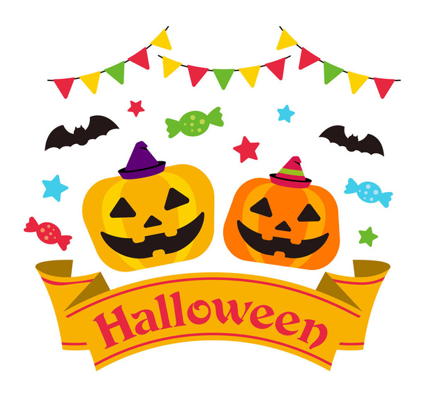 Happy halloween / cartoon pompoen (Jack o lantaarn) karakter vector illustratie - Vector, afbeelding
