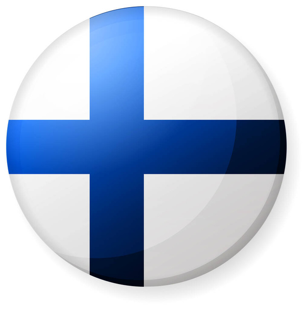 Ikona okrągłej flagi kraju (odznaka przycisku) / Finlandia - Wektor, obraz