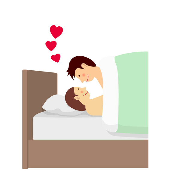 Sexual activity, bed-in, sex, love flat vector illustration / Illustration that are not direct or obscene - Vector, Image