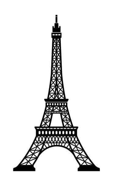 Torre Eiffel - Francia, Parigi / Edifici di fama mondiale illustrazione vettoriale monocromatica. - Vettoriali, immagini