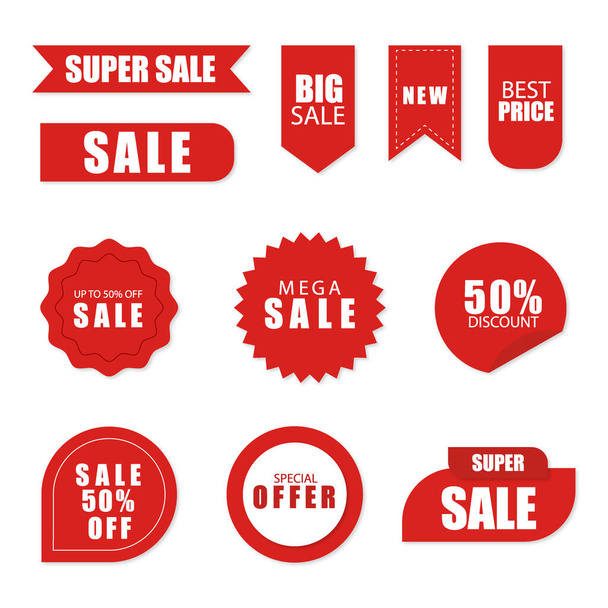 Set of sale tags and labels, template shopping labels. Blank, discount and price tags on paper. Special offer. Vintage.  - Vector, Image