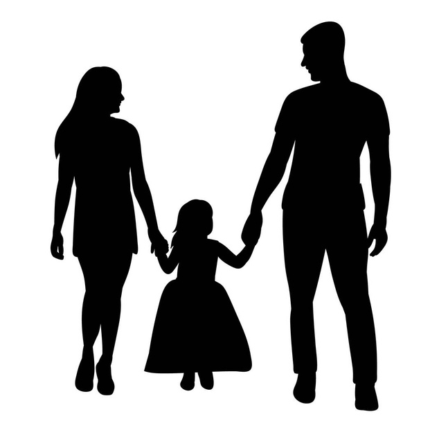 vettore isolato su sfondo bianco nero silhouette famiglia
 - Vettoriali, immagini