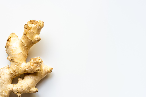 top view of ginger root on white background - Foto, afbeelding