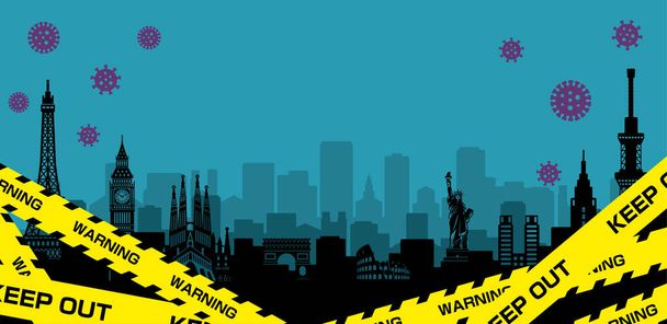City lockdown banner illustration / pandemic, corona virus, COVID-19 - Vector, Imagen