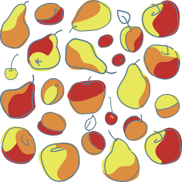 Set vettoriale con pere, mele e ciliegie. Composizione di frutti maturi e bacche. Concetto di design cibo biologico
. - Vettoriali, immagini