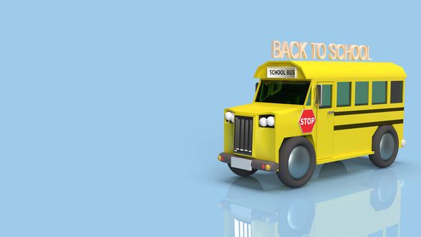 De schoolbus 3d rendering voor terug naar school inhoud - Foto, afbeelding