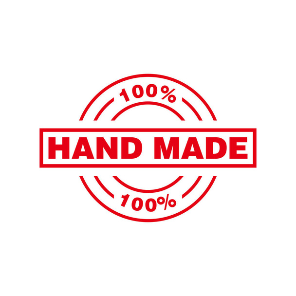 Kreis Red Hand Made Rubber Stempel Sign Vector, Kreis Red Hand Made Seal, Mark, Etikett Design Template - Vektor, Bild