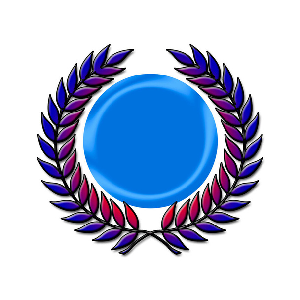 Prix couronne de laurier avec centre bleu pour inscription
 - Photo, image