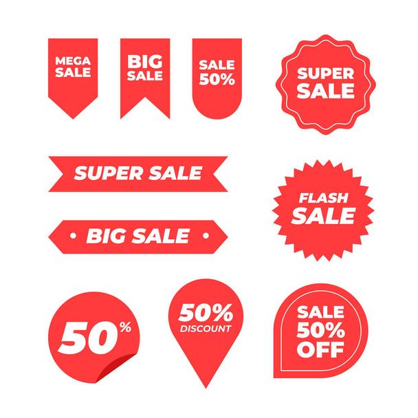Collection of red discount stickers Vector Template - Vector, Image