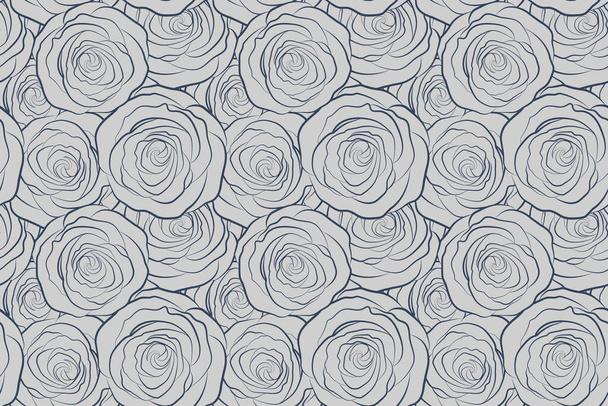 Icono rosa. Rosas decorativas monocromáticas de primavera abstracta patrón sin costura en colores grises
. - Foto, imagen