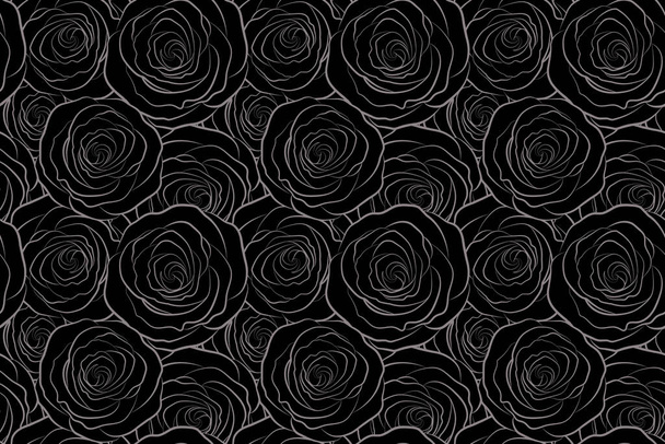 Szürke rózsák szirmok fekete alapon. - Fotó, kép