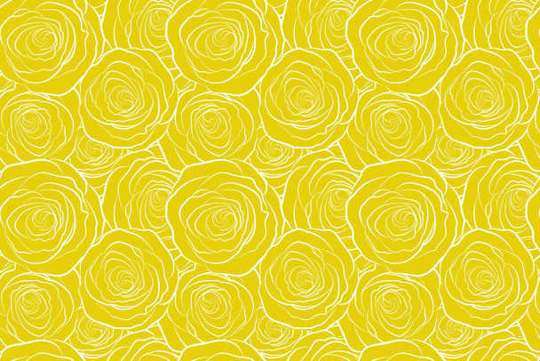 Abstraktes monochromes gelbes englisches Rosen nahtloses Muster. - Foto, Bild