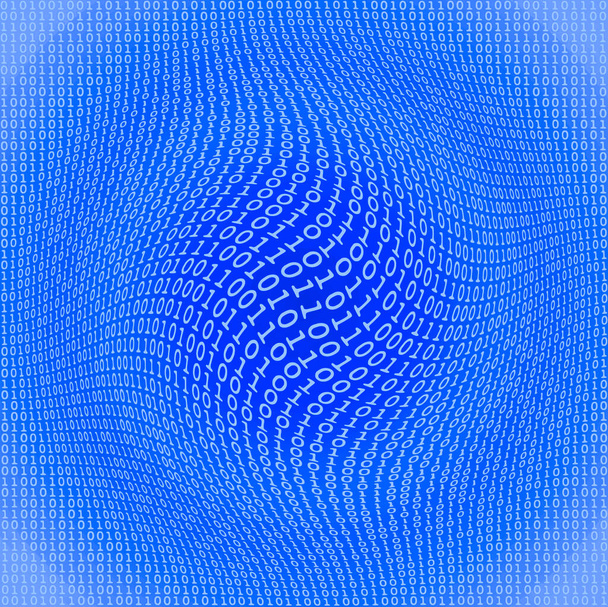 Une vue déformée des flux de données de code binaire avec chiffres blancs sur bleu
 - Photo, image