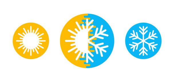 climat change icon - sun and snowlafke - Vector, Image