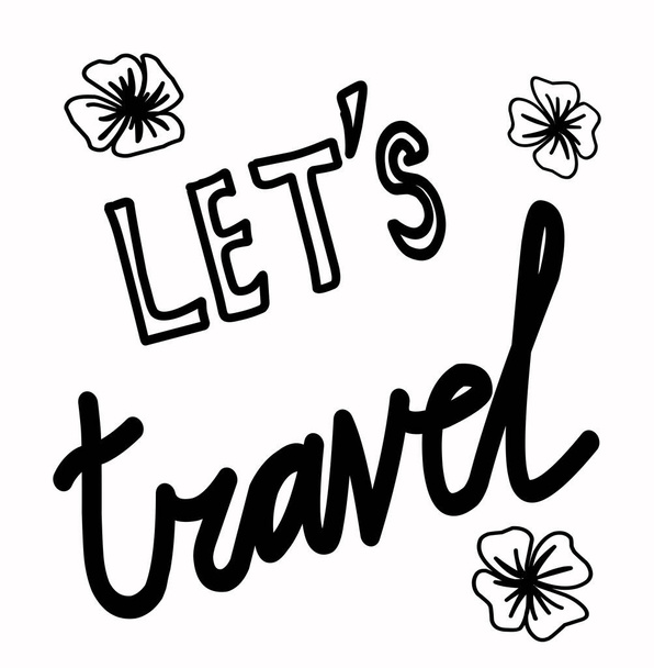 Words calling for relaxation and travel. Can be used in summer pictures and sets. Isolated vector image. - ベクター画像