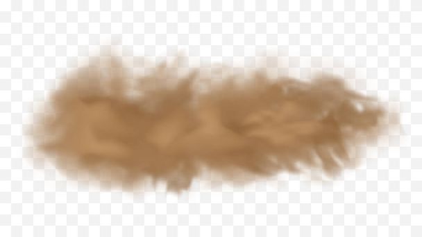 Ρεαλιστική απεικόνιση αμμοθύελλα. Διάνυσμα καφέ σύννεφο σκόνης σε διαφανές φόντο. Έννοια της ατμοσφαιρικής ρύπανσης. - Διάνυσμα, εικόνα