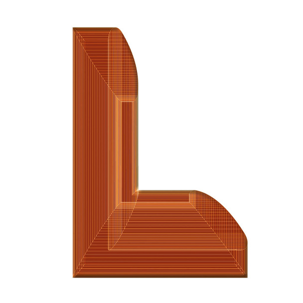 The letter L in brown with a distinctive wireframe design - Photo, Image