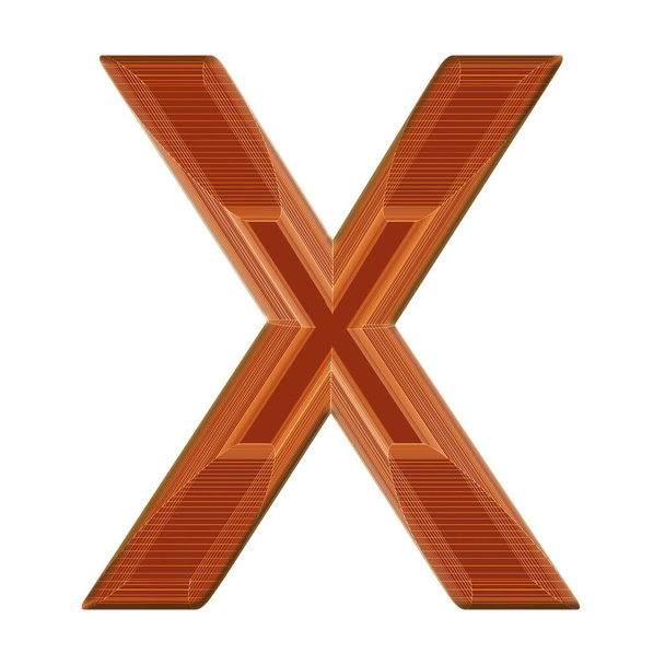 The letter X in brown with a distinctive wireframe design - Photo, Image