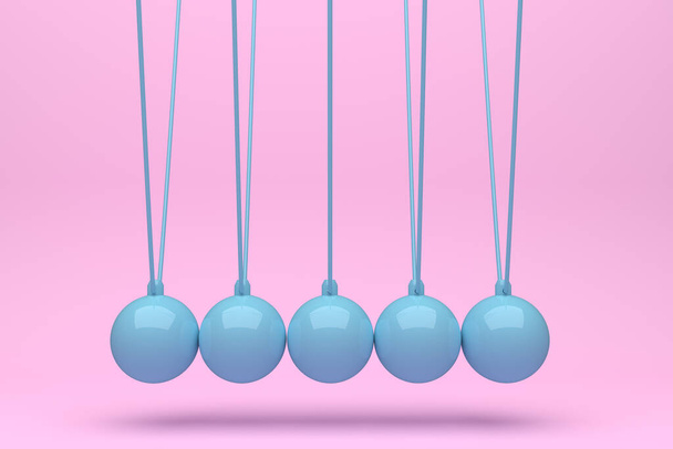 Barva Full Newton míč, Balance míč, design, hračka, růžová, modrá, žlutá, fialová, pozadí, hybnost houpačka, pohyb, izolovat, 3D vykreslování - Ilustrace - Fotografie, Obrázek